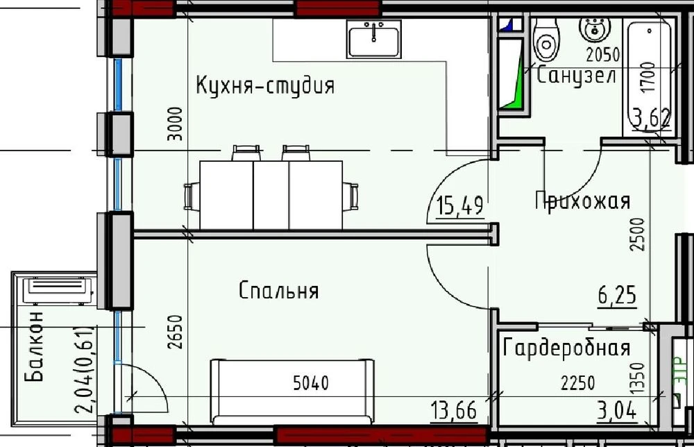 1-но ком квартира с ремонтом Пространство на Радостной Черем