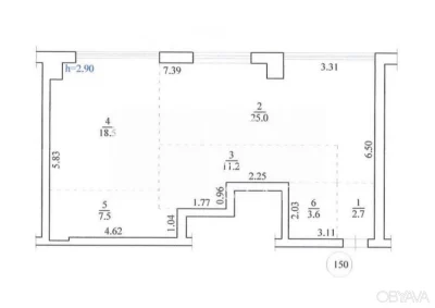 2-room apartment, 68 sq.m
