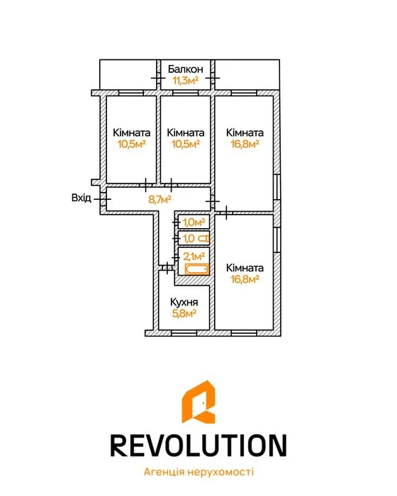 No commission. 4-room apartment for sale 84.5m2, Georgiy Gonga Ave.
