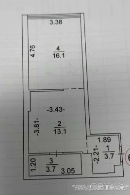 1-room apartment, 27 sq.m.