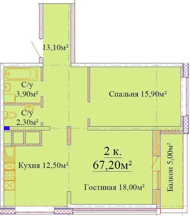 2-room apartment in the newly built residential complex "Sky City" on Va Street