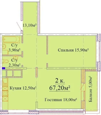 2-room apartment in the newly built residential complex "Sky City" on Va Street